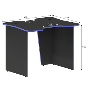 Игровой компьютерный стол SKILLL SKL 100CB, антрацит/синий, 1000х850х755 мм